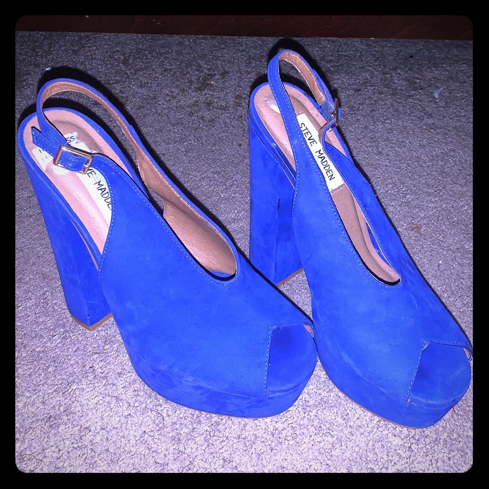 Royal Blue Steve Madden Peep-Toe Platform